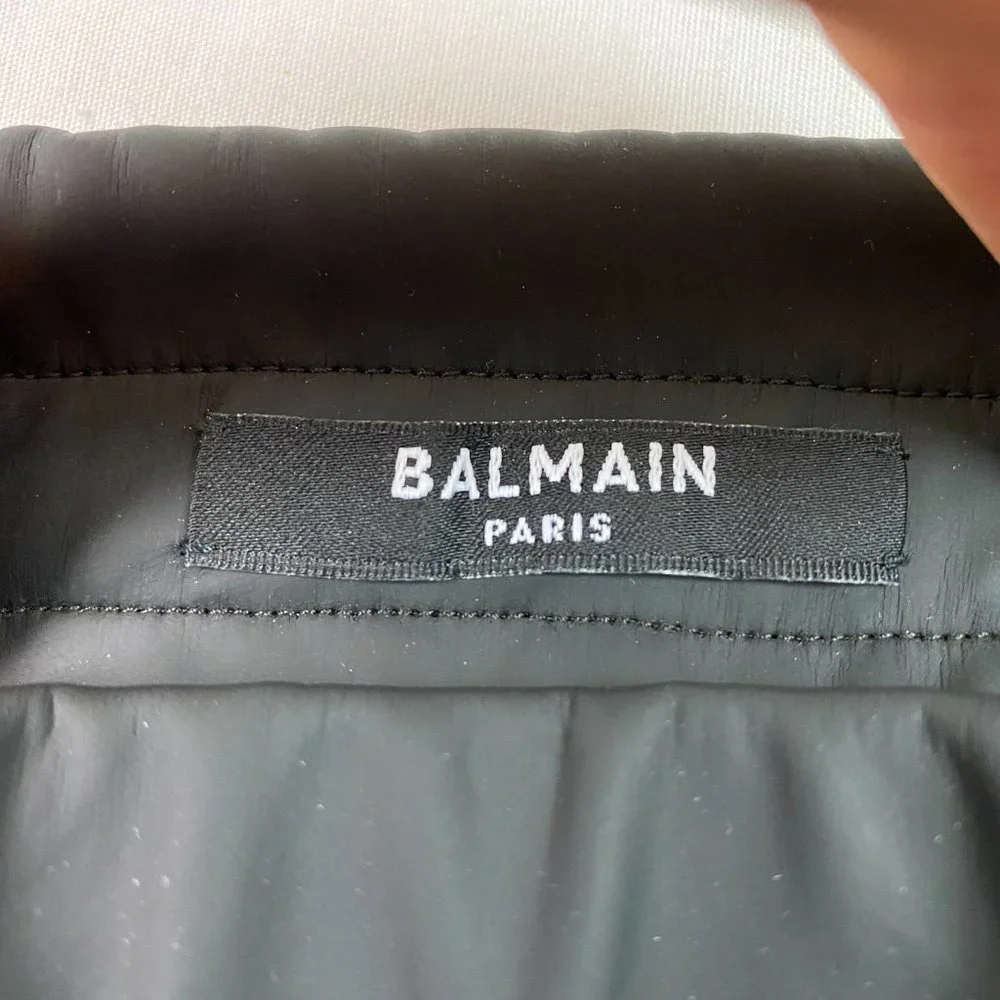BALMAIN mens Maxi Monogram Knee-Pad Track Pants Nylon Jogger‎ Black Ivory 48